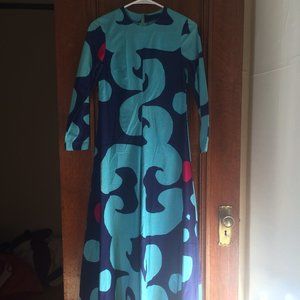 Vintage Marimekko abstract print maxi dress 1966